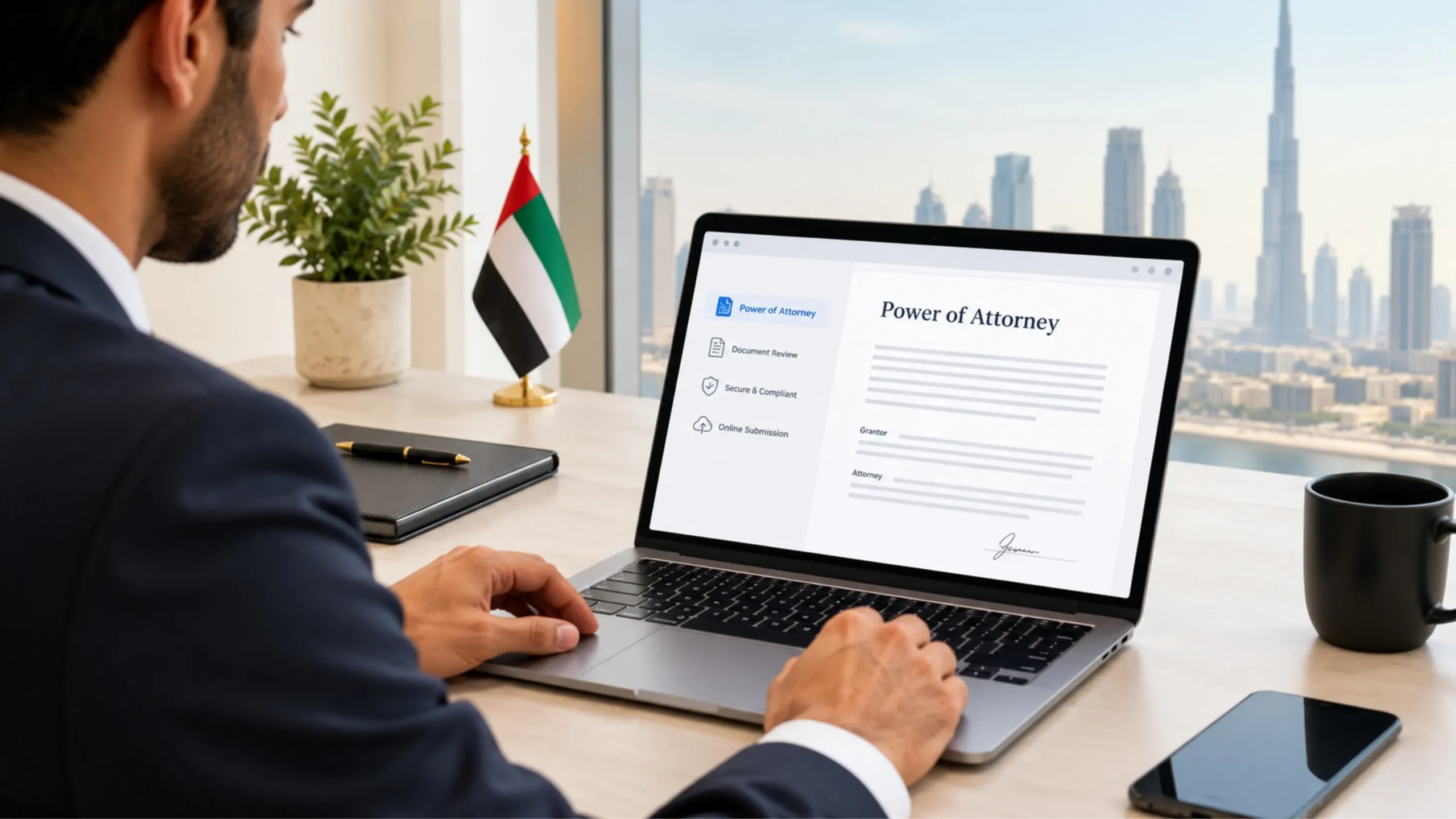 Person reviewing Power of Attorney document online in the UAE